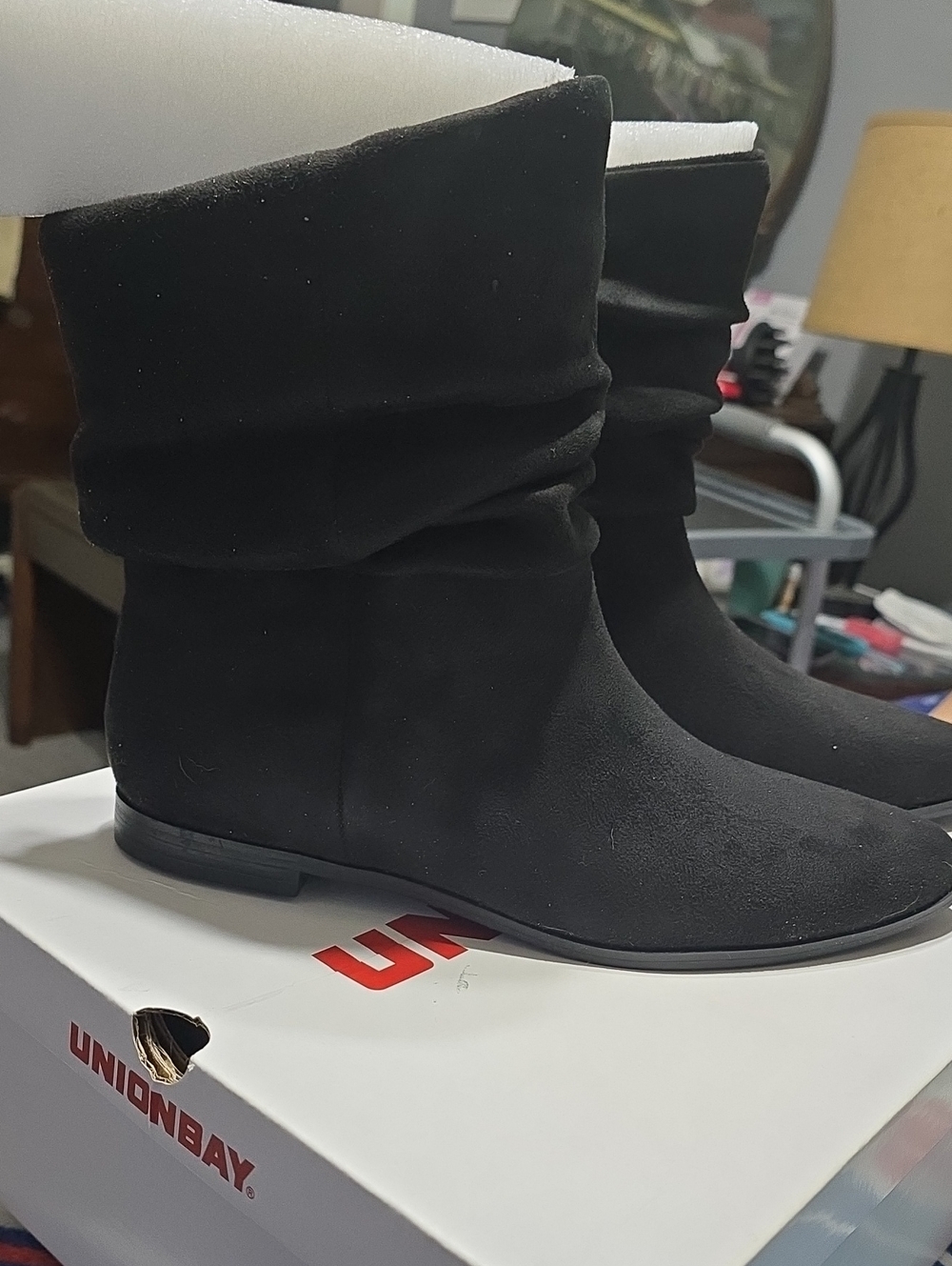 UNIONBAY Black Slouchy Mid-Calf Heeled Boots...Size 7.5